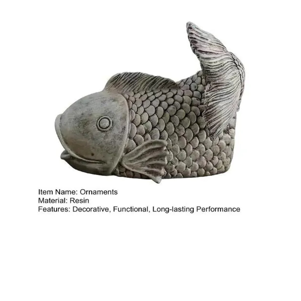 Dekorative Regenwasserablaufrinne in Fischform von Mud in your eye, funktionale Outdoor-Fischskulptur aus Kunstharz in Grau für Garten, Terrasse und Hof - Bild 2
