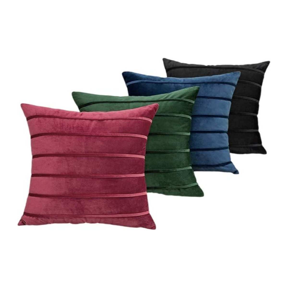 Dekorative Samt Kissenbezüge mit Streifen von inyahome in Rot, Grün, Creme oder Schwarz, B/H: 30 x 50 cm, 45 x 45 cm oder 50 x 50 cm - Bild 1