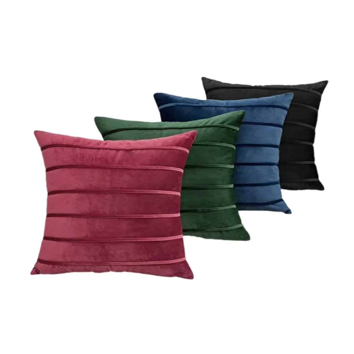 Dekorative Samt Kissenbezüge mit Streifen von inyahome in Rot, Grün, Creme oder Schwarz, B/H: 30 x 50 cm, 45 x 45 cm oder 50 x 50 cm - Bild 5