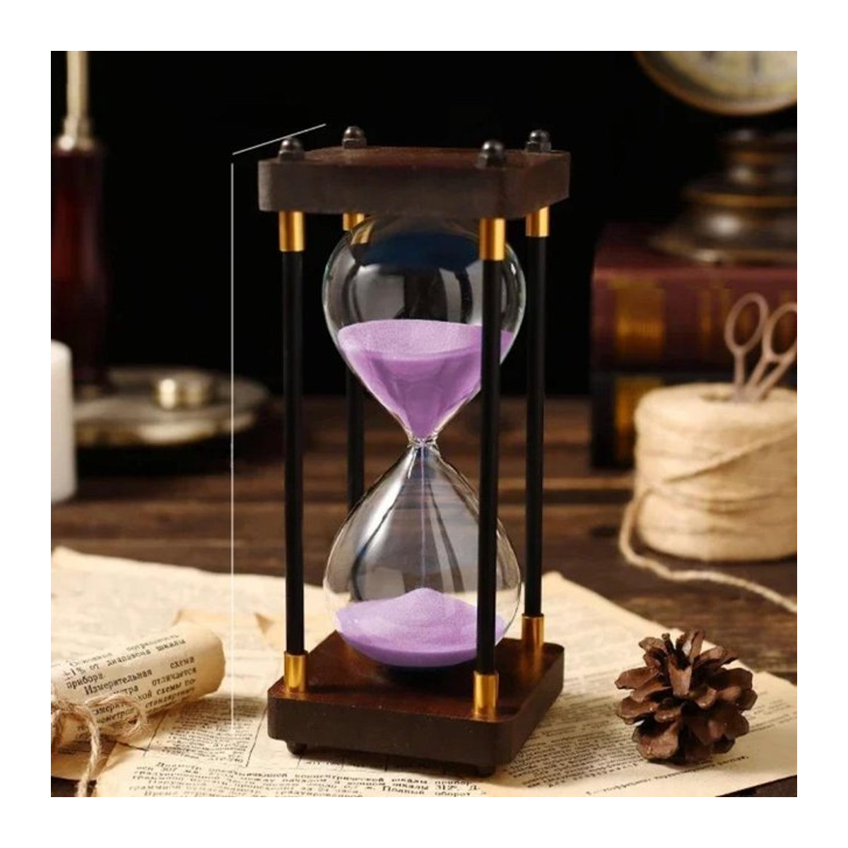 Dekorative Sanduhr aus Holz von Garden Supplies My in Lila mit 60 Minuten Timer - Bild 1