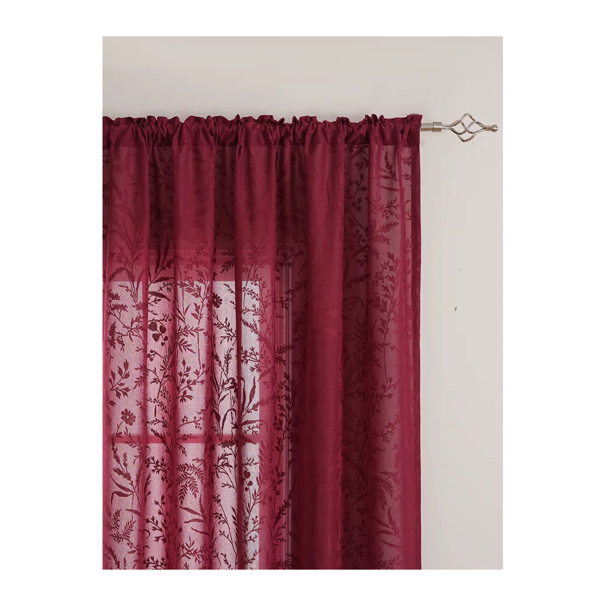 Dekorative transparente Gras-Spitzenvorhänge im Retro-Stil in Rot für dein Wohnzimmer oder Schlafzimmer - Bild 4