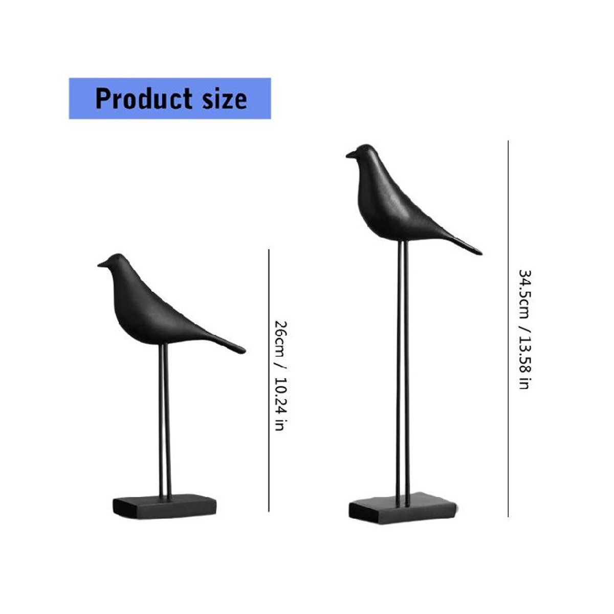 Dekorative Vogelstatue in Schwarz aus Kunstharz im skandinavischen Design für dein Zuhause - Bild 4