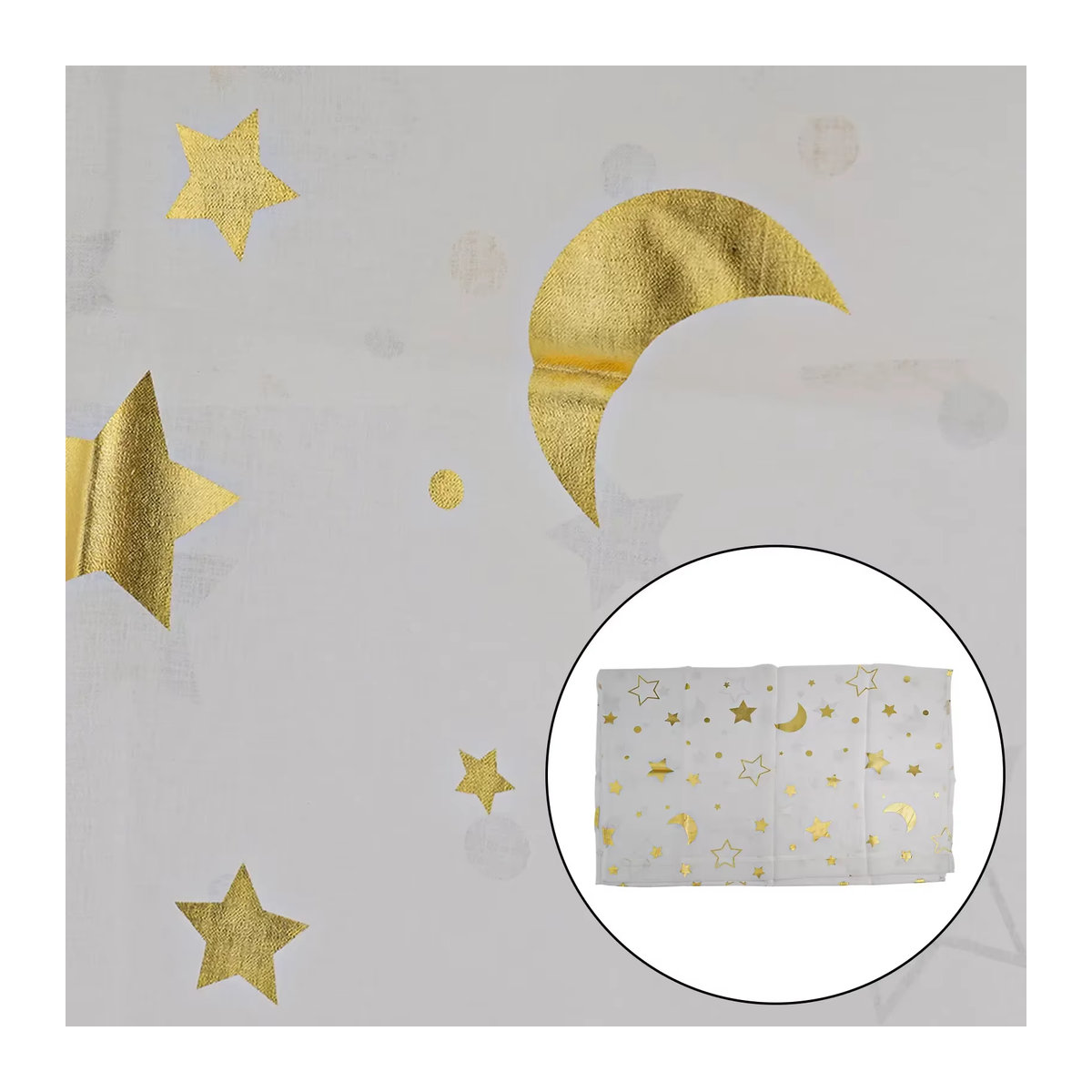 Dekorative Vorhänge mit Mond- und Sternen-Print für Schlafzimmer und Wohnzimmer in durchscheinender Optik - Bild 3