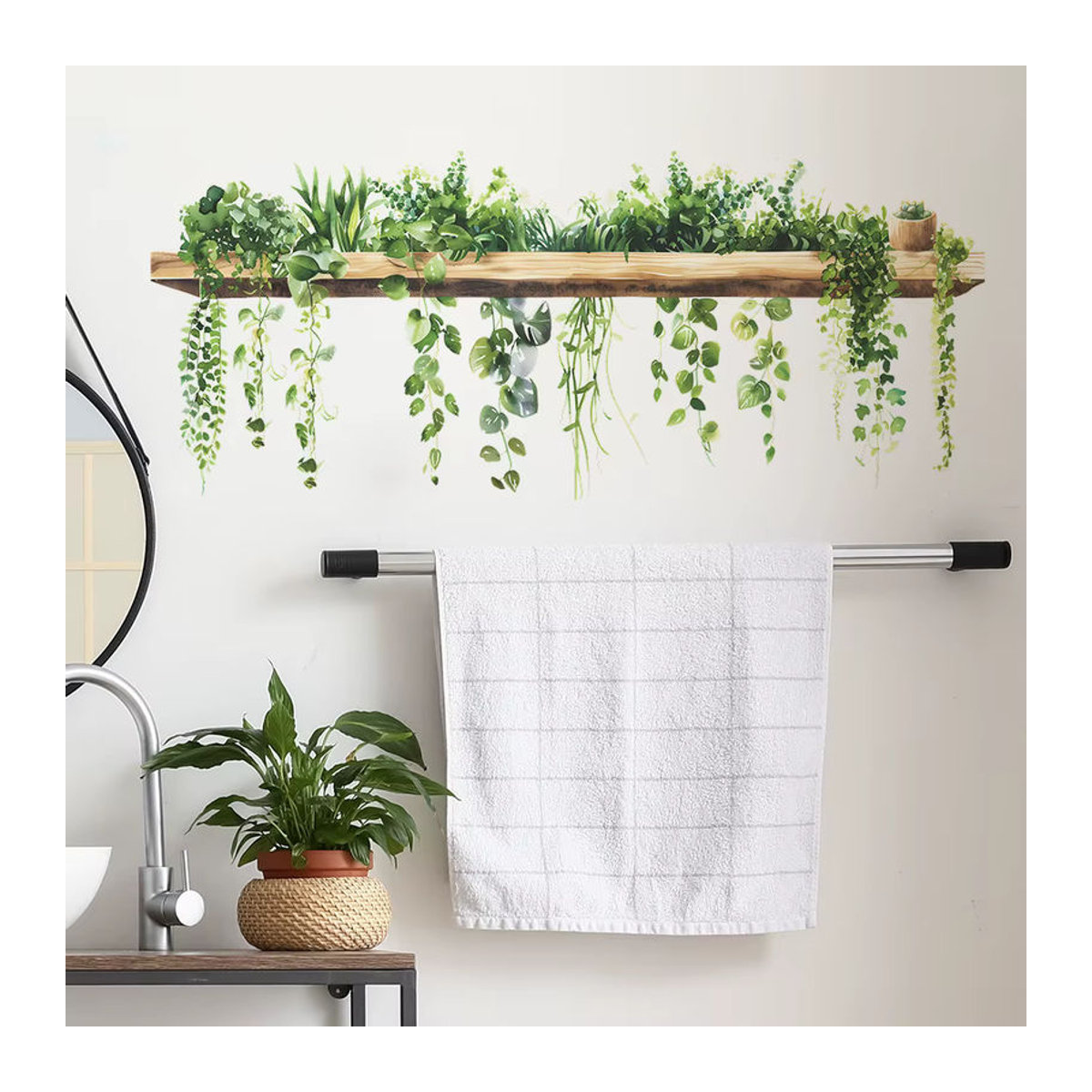 Dekorative Wandaufkleber mit grünem Blätter-Design im skandinavischen Stil für Wohnzimmer und Schlafzimmer - Bild 2