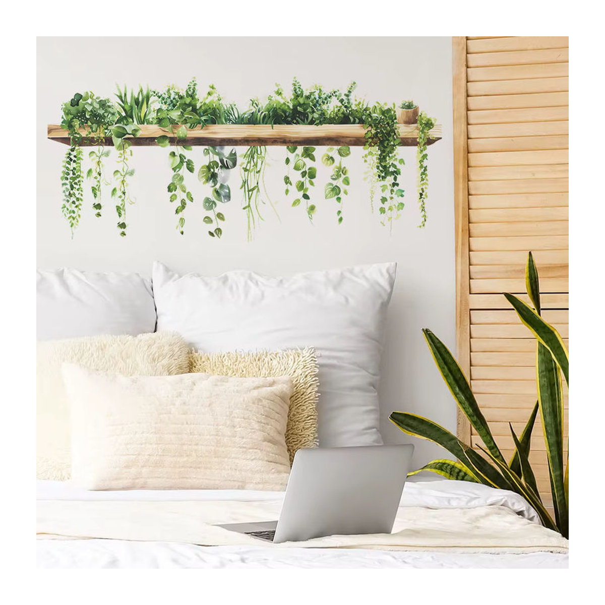 Dekorative Wandaufkleber mit grünem Blätter-Design im skandinavischen Stil für Wohnzimmer und Schlafzimmer - Bild 4