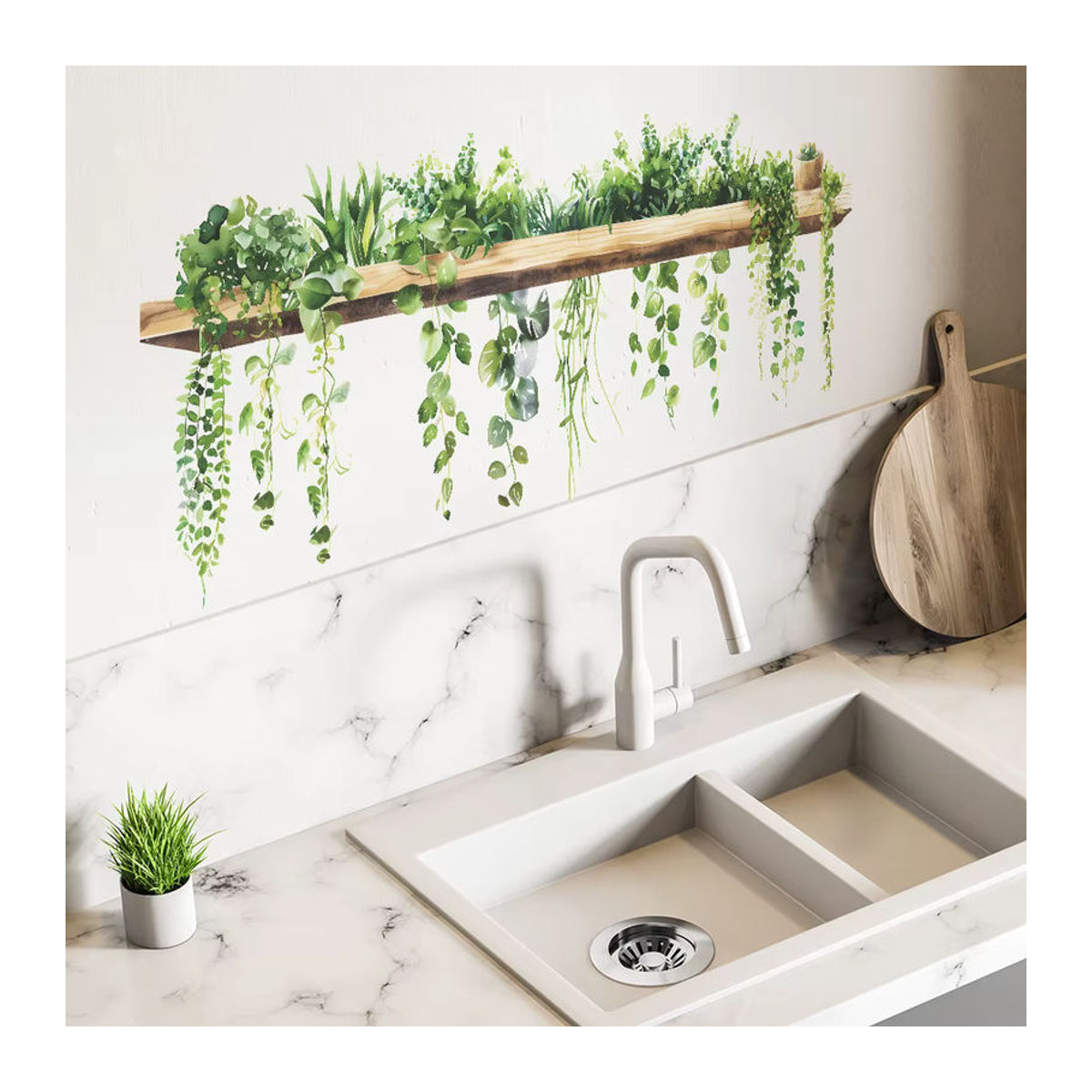 Dekorative Wandaufkleber mit grünem Blätter-Design im skandinavischen Stil für Wohnzimmer und Schlafzimmer - Bild 5