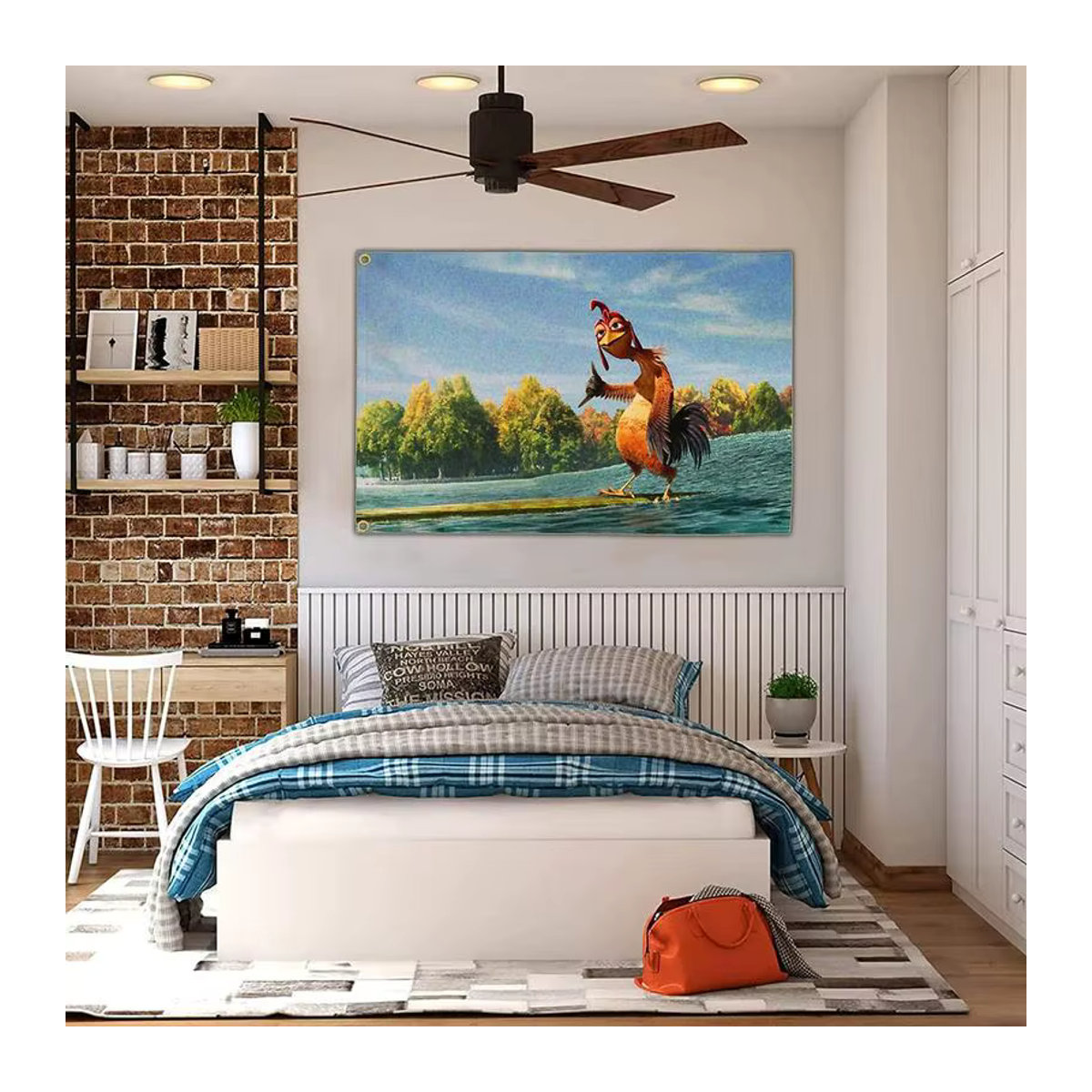 Dekorative Wandbehang Chicken Joe Tapisserie für Garten und Zuhause, Mehrfarbig, B: 90 cm, H: 150 cm - Bild 5