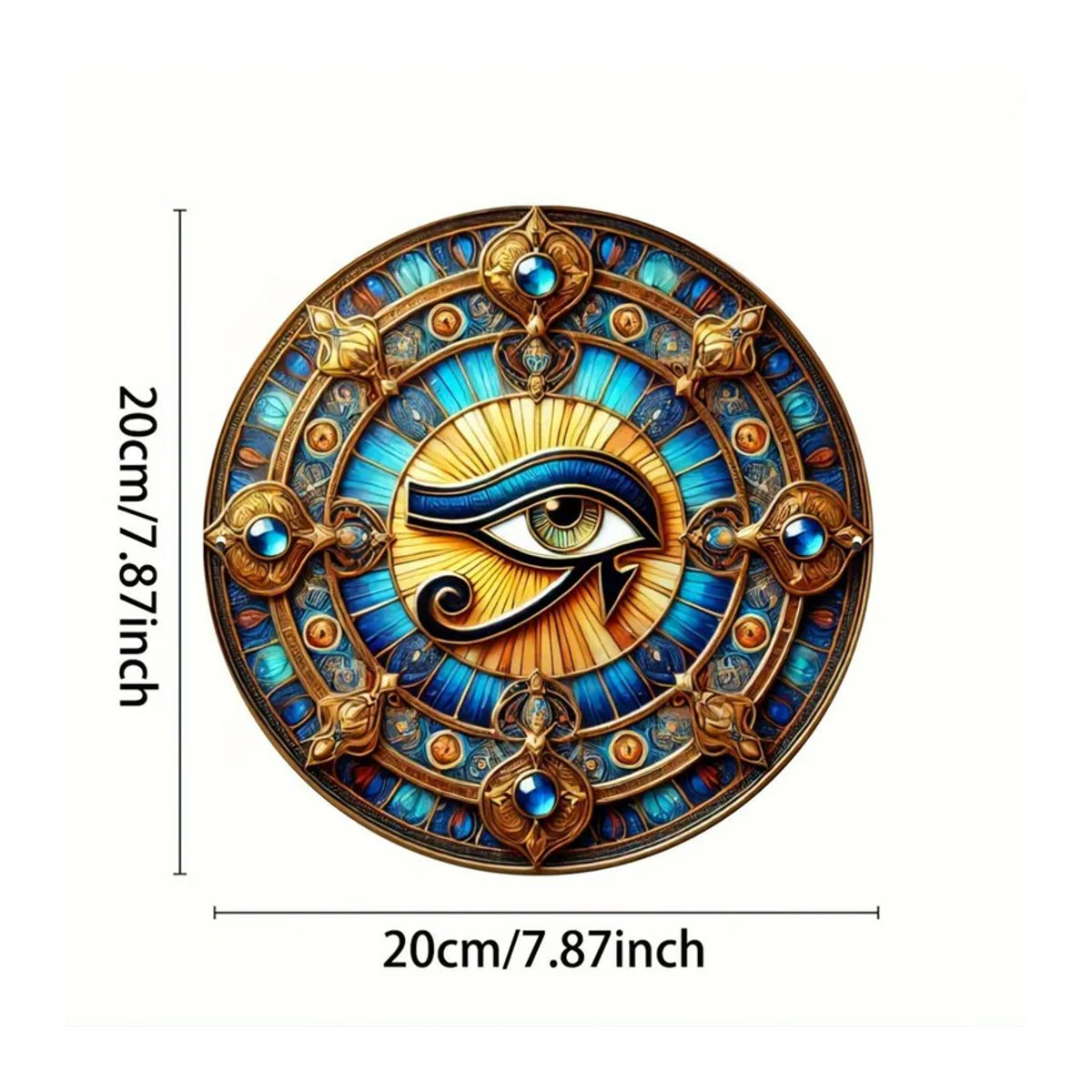 Dekorative Wandbehängung Auge des Horus aus Holz, runde Holzkunst in mehrfarbigem Design für Zuhause, Café oder Bar - Bild 5