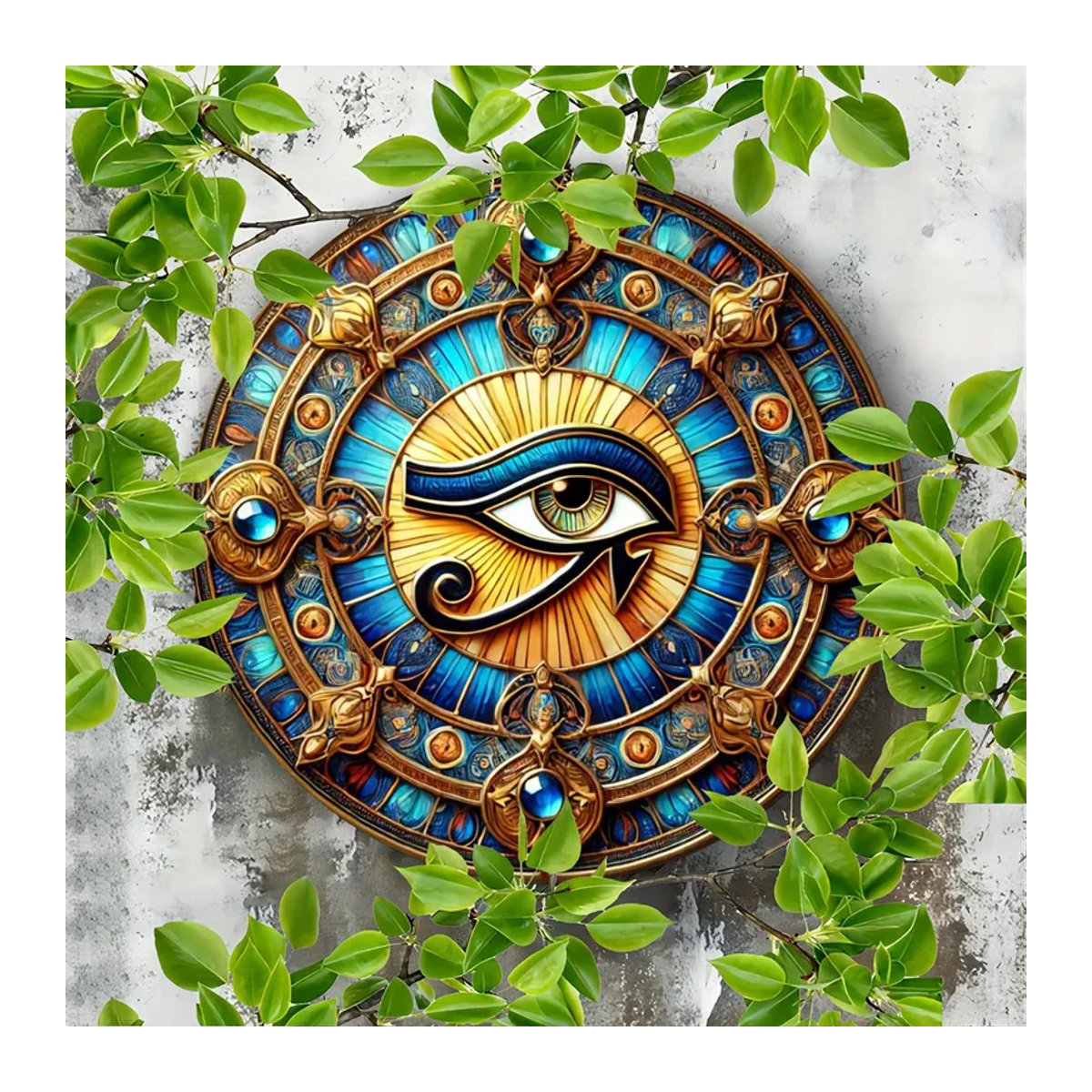 Dekorative Wandbehängung Auge des Horus aus Holz, runde Holzkunst in mehrfarbigem Design für Zuhause, Café oder Bar - Bild 8