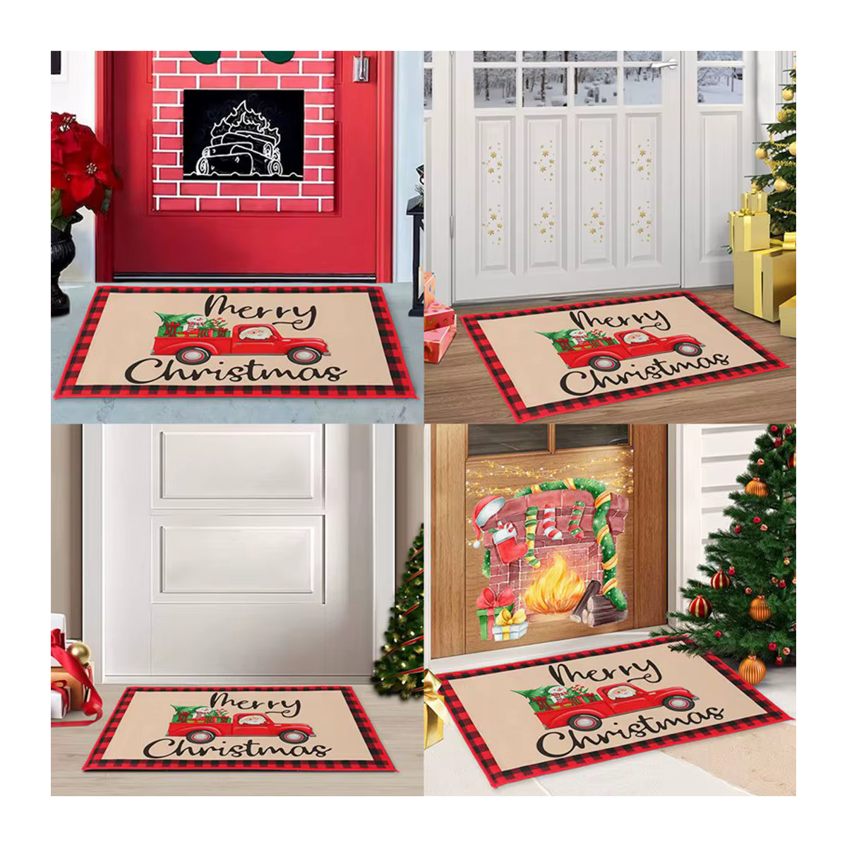 Dekorative Weihnachts Fußmatte von PATIMATE in Beige mit Cartoon-Charakter aus Filz für Indoor und Outdoor - Bild 3