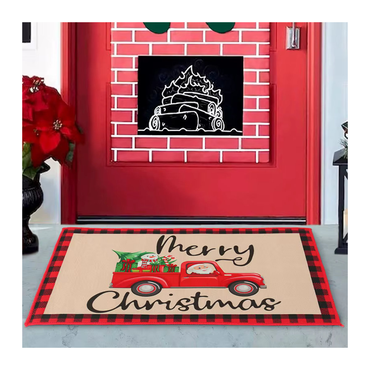 Dekorative Weihnachts Fußmatte von PATIMATE in Beige mit Cartoon-Charakter aus Filz für Indoor und Outdoor - Bild 4