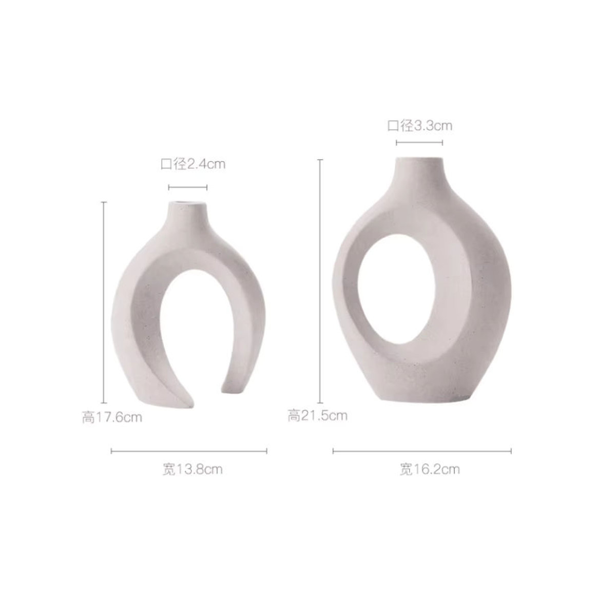 Dekorative weiße Vase in unregelmäßiger Form für Schnittblumen und Trockenblumen aus Keramik und Kunststoff - Bild 4