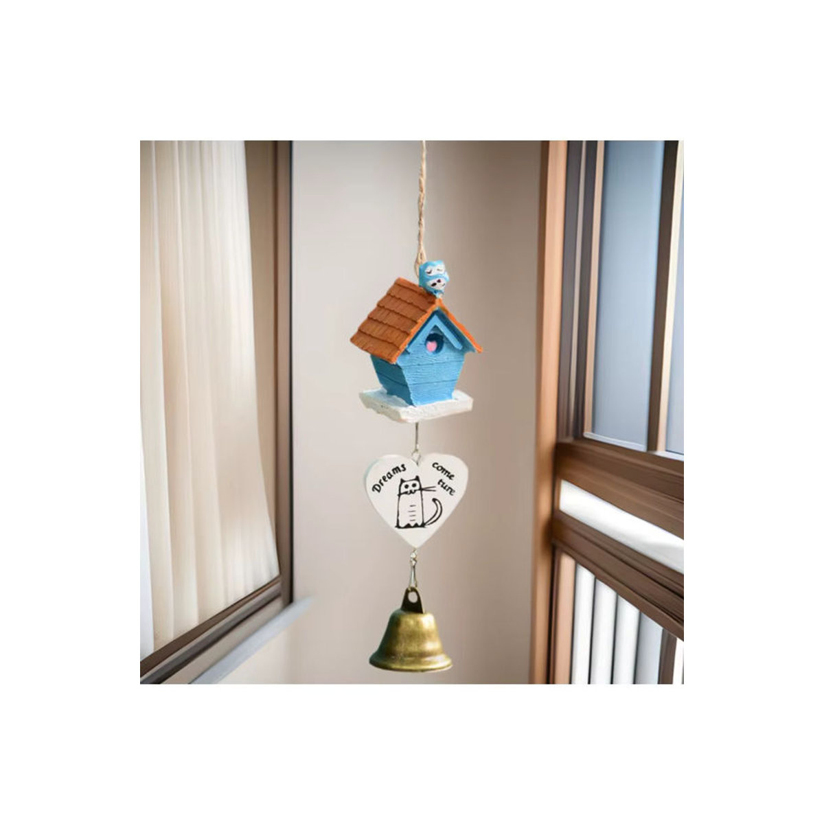 Dekorative Windspiele mit Tierfiguren aus Keramik und Kunstharz in Weiß und Mehrfarbig für Innen und Außen - Bild 2
