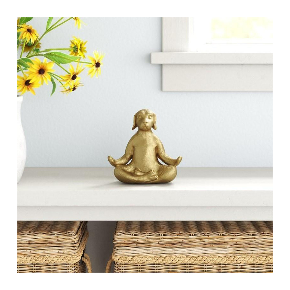 Dekorative Yoga-Hund Figur aus Kunstharz in Gold von NobleRot für moderne Innenräume - Bild 2