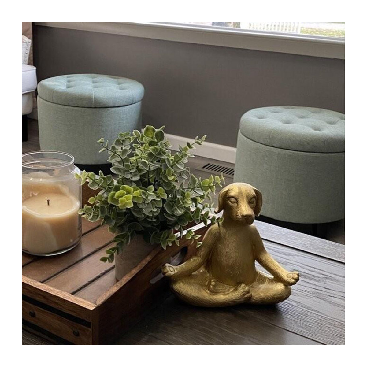 Dekorative Yoga-Hund Figur aus Kunstharz in Gold von NobleRot für moderne Innenräume - Bild 4