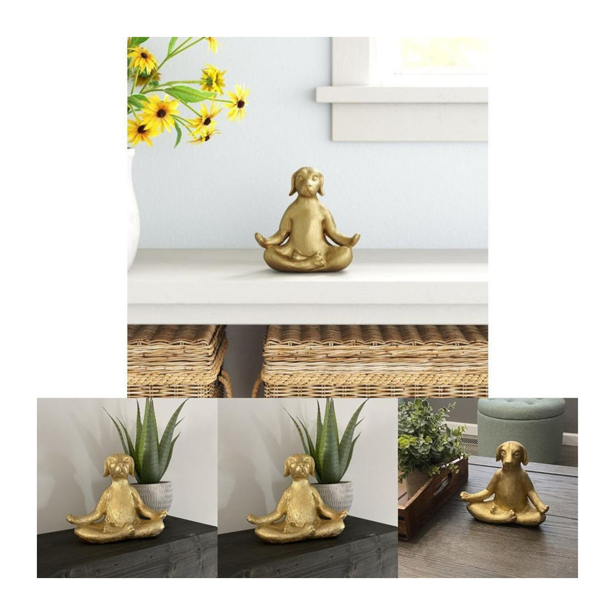 Dekorative Yoga-Hund Figur aus Kunstharz in Gold von NobleRot für moderne Innenräume - Bild 6