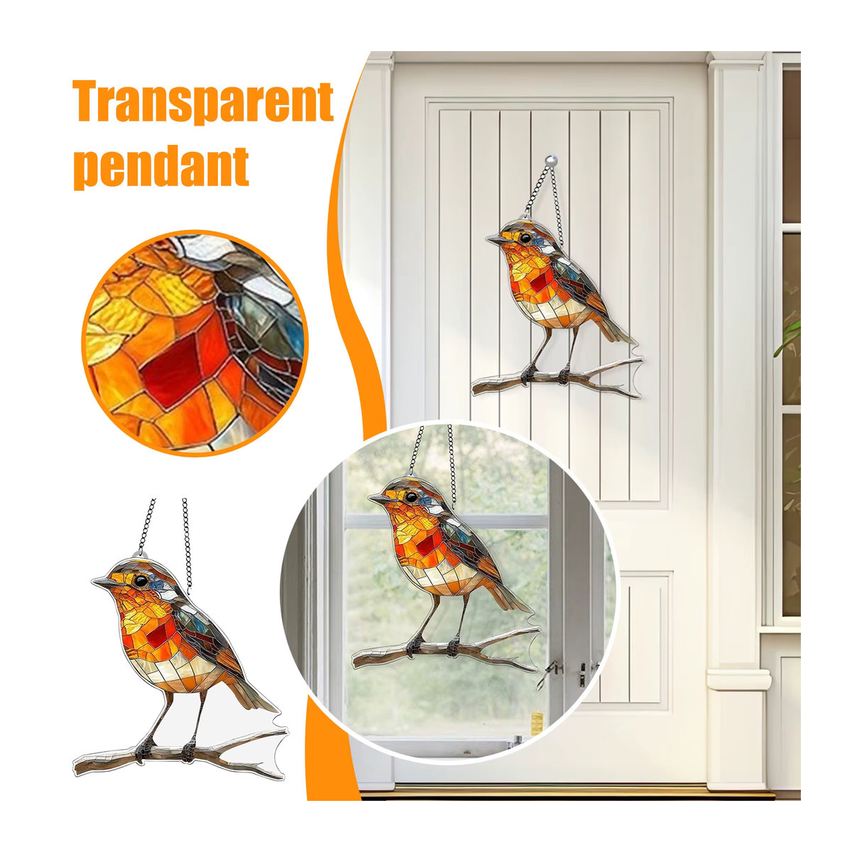 Dekorativer Acryl-Vogel Anhänger in Mehrfarbig für Fenster, Baum oder Wand zur Hängung - Bild 2