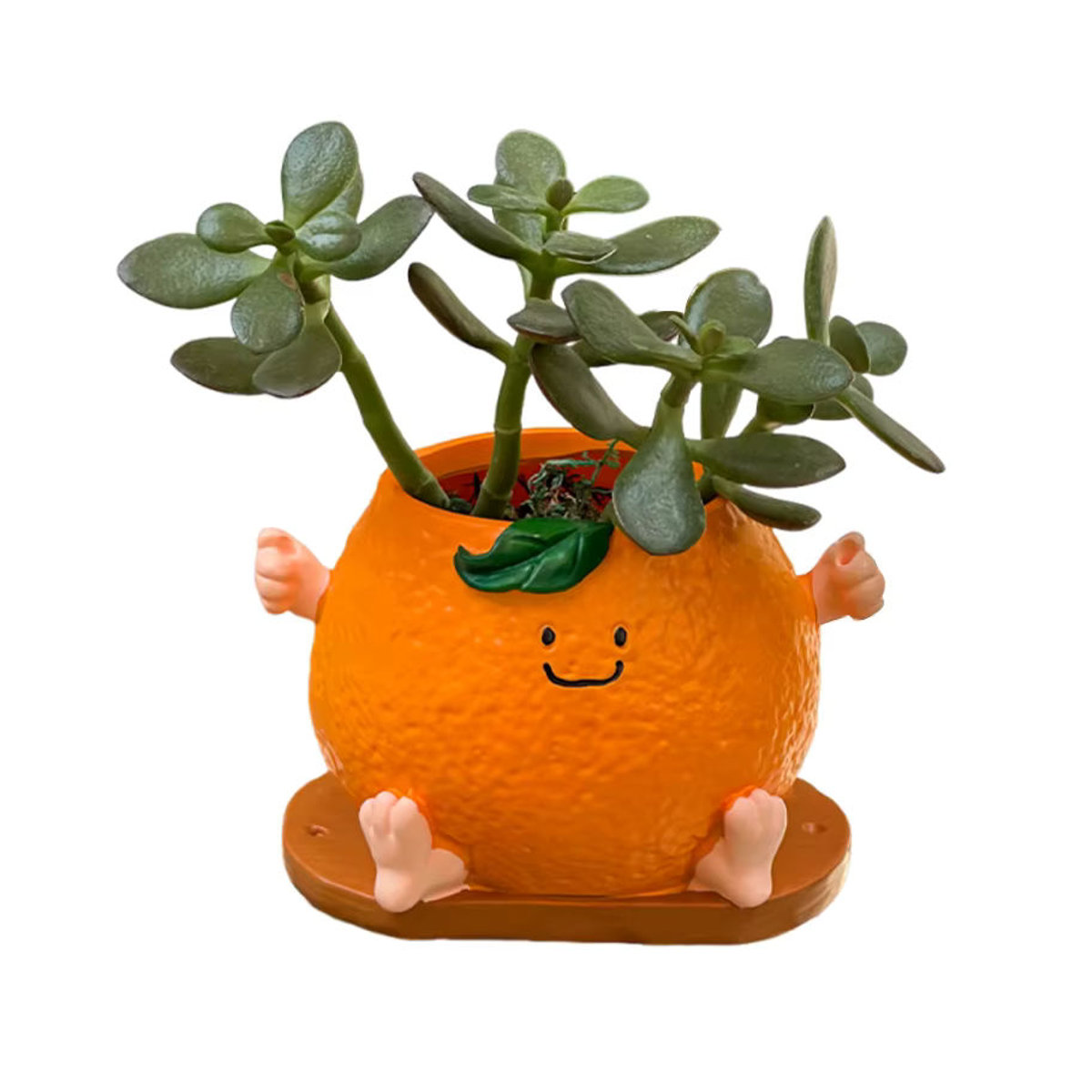 Dekorativer Blumentopf in Form eines lächelnden Gesichts aus Kunstharz, Orange, ideal für Garten und Außenbereich - Bild 7