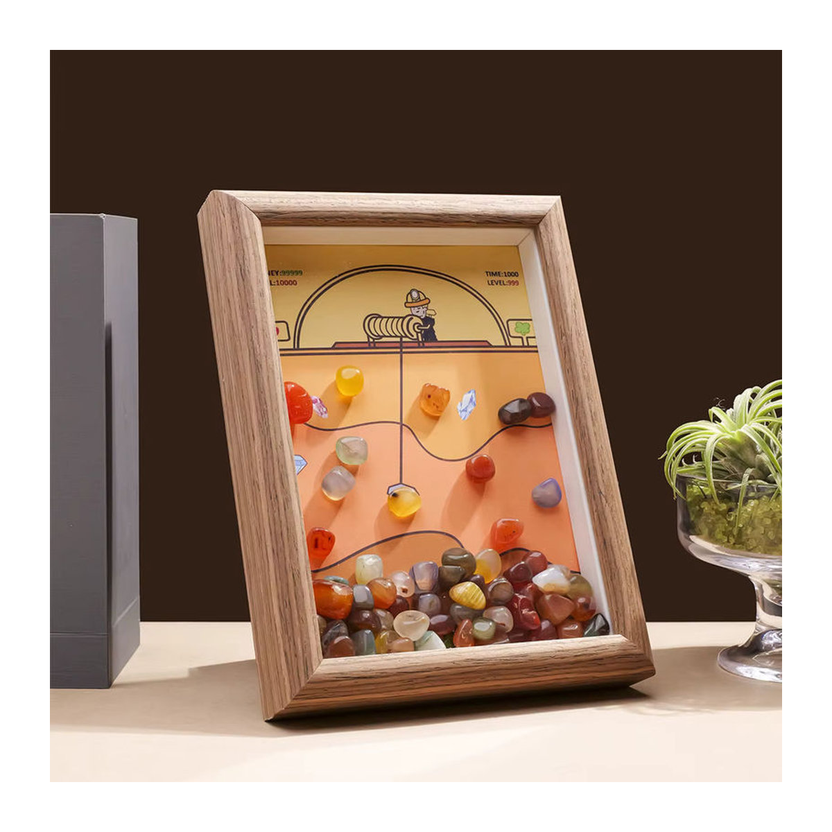 Dekorativer DIY Bilderrahmen aus Naturkristall und Holz in Lila und Mehrfarbig, Tischaufsteller im Bohemian-Stil, B/H: 18 x 12 cm - Bild 6