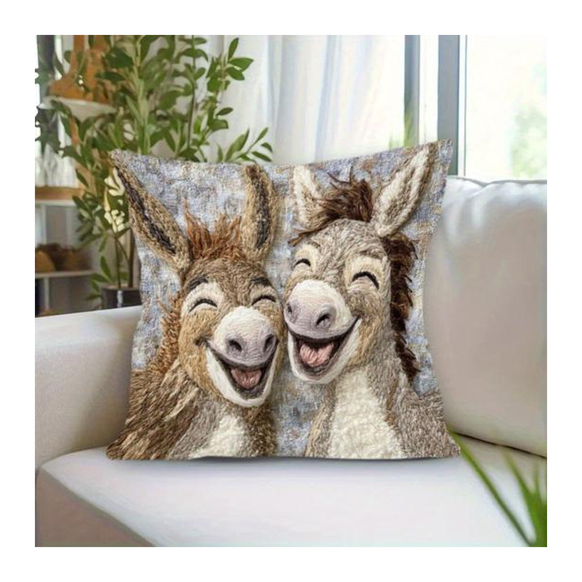Dekorativer Esel Kissenbezug von NOHS Cushions in Mehrfarbig für Couch und Sofa, B/H: 45,7 x 45,7 cm - Bild 1