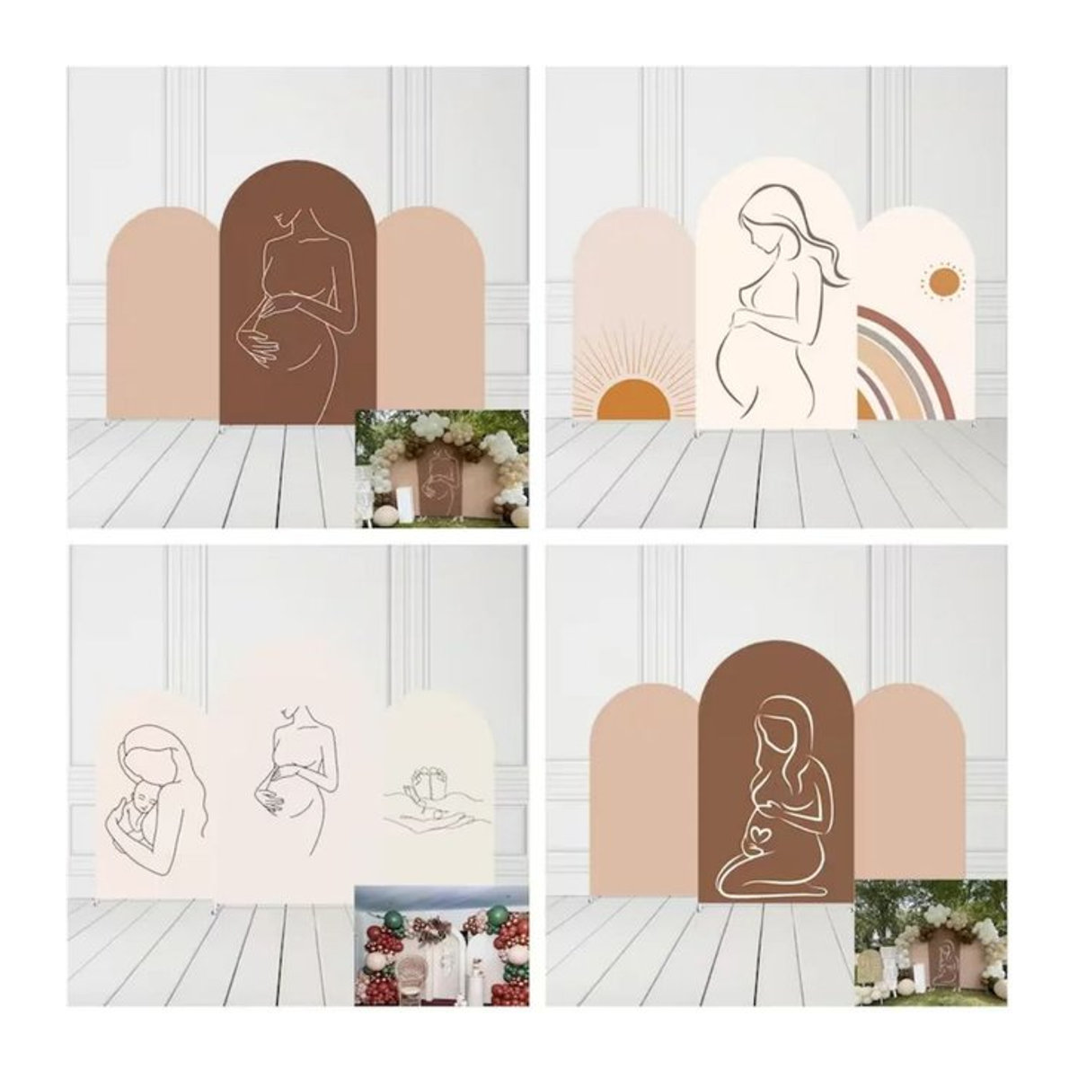 Dekorativer Fotografie-Hintergrund für Schwangerschafts-Shootings, beige, abstrakt und minimalistisch, Textil, B/H: 120 x 50 cm - Bild 1