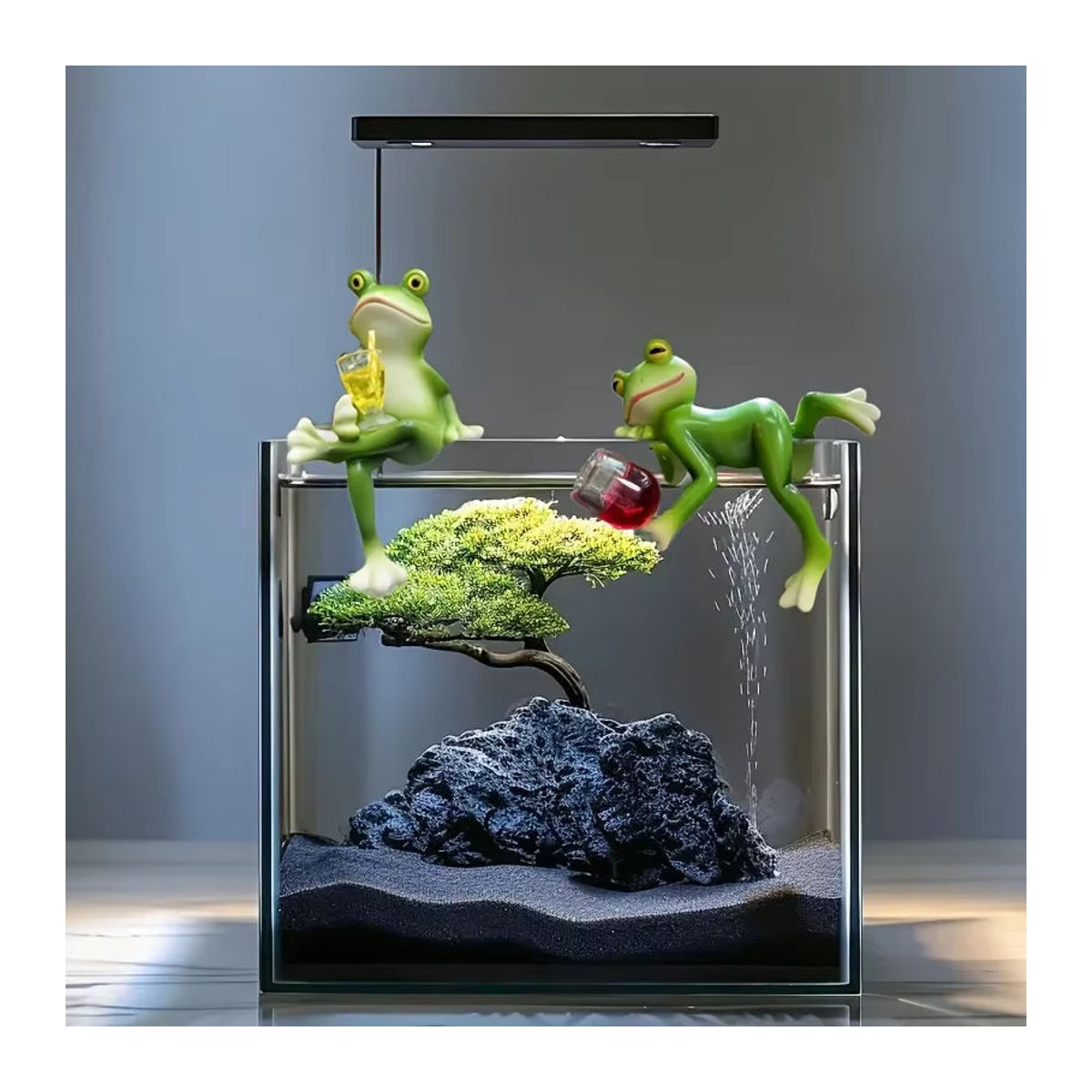 Dekorativer Frosch Blumentopf zum Aufhängen aus Glas und Kunstharz in Grün - Bild 2
