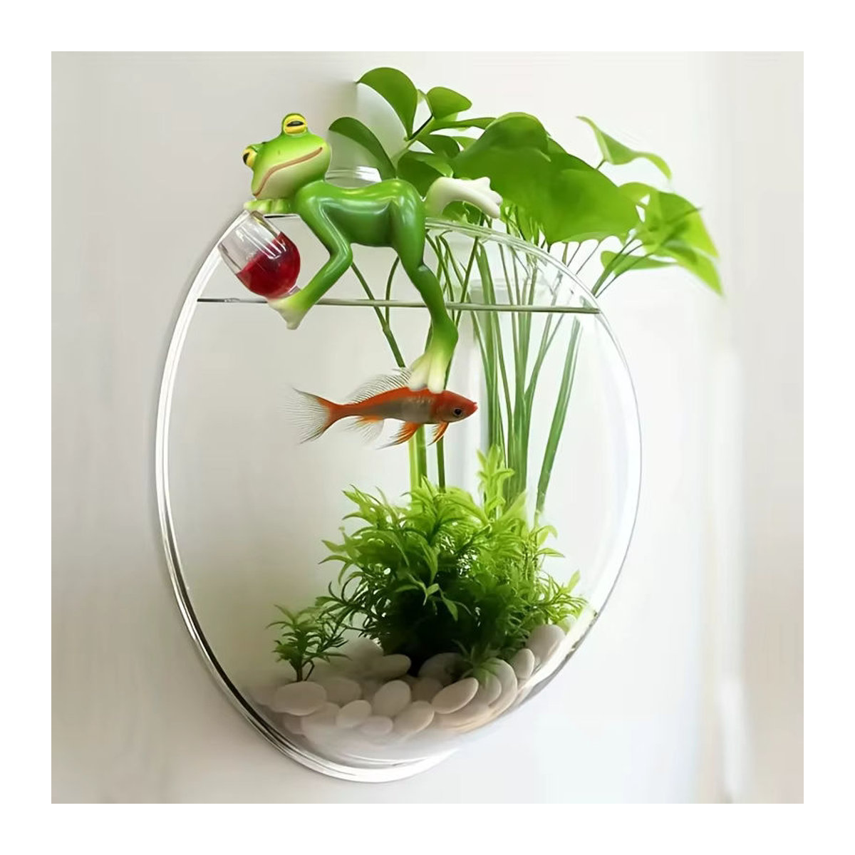 Dekorativer Frosch Blumentopf zum Aufhängen aus Glas und Kunstharz in Grün - Bild 3