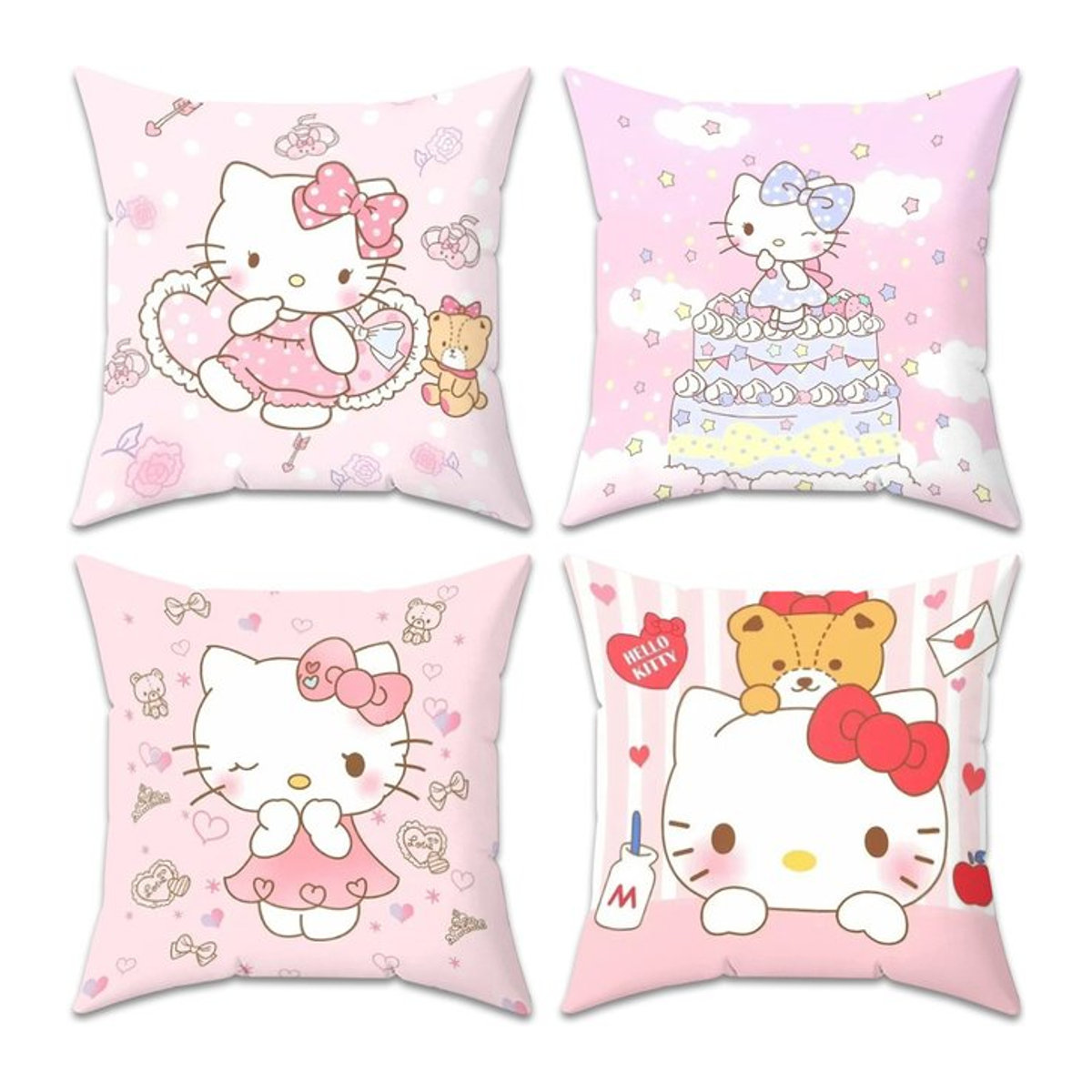 Dekorativer Hello Kitty Sanrio Sofakissenbezug in Rosa, B/T/H: 45 x 45 cm - Bild 1