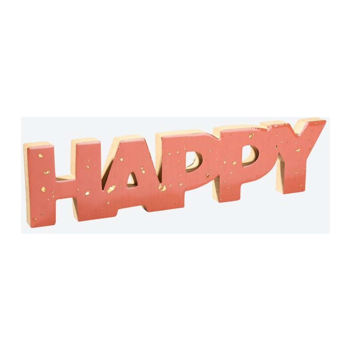 Dekorativer Holz-Schriftzug in Rosa und Rot mit abstraktem Design, B/H/T: 35 x 8,5 x 1,8 cm - Bild 1