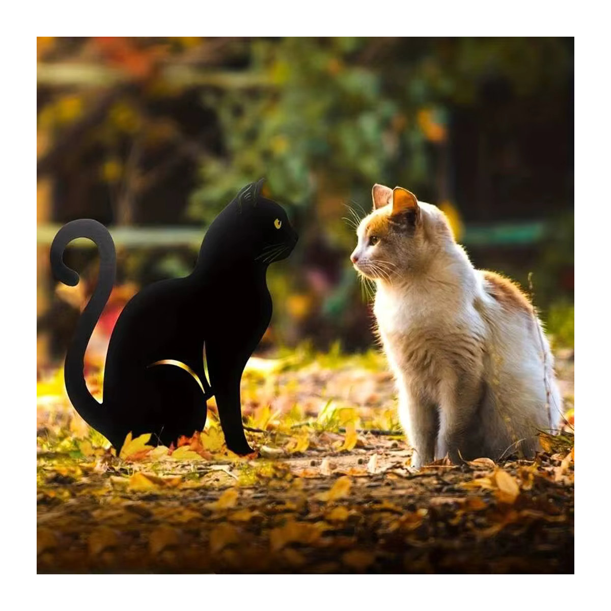 Dekorativer Katzen Erdspieß aus Metall in Schwarz für Garten und Balkon - Bild 3
