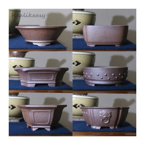 Dekorativer Keramik Blumentopf von realikeasy in Lila und Braun im Vintage-Stil für Sukkulenten und Bonsai, B/T/H: 5,5 x 5,5 x 16,2 cm