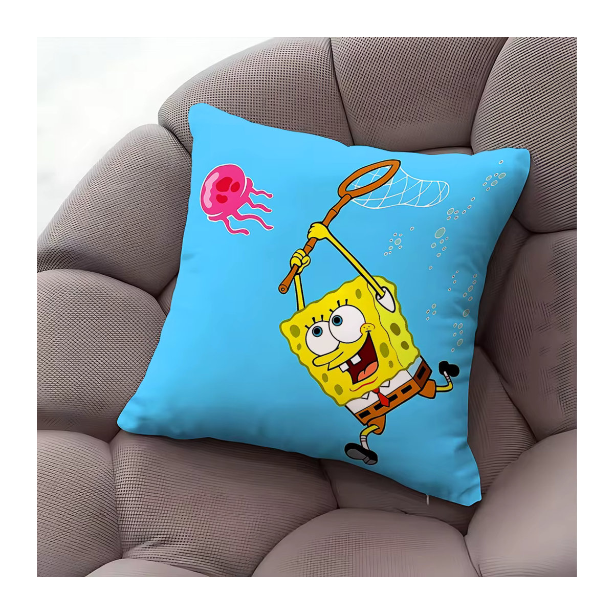 Dekorativer Kissenbezug Potdemiel in Blau im Kawaii SpongeBob Design für Sofa und Bett - Bild 2