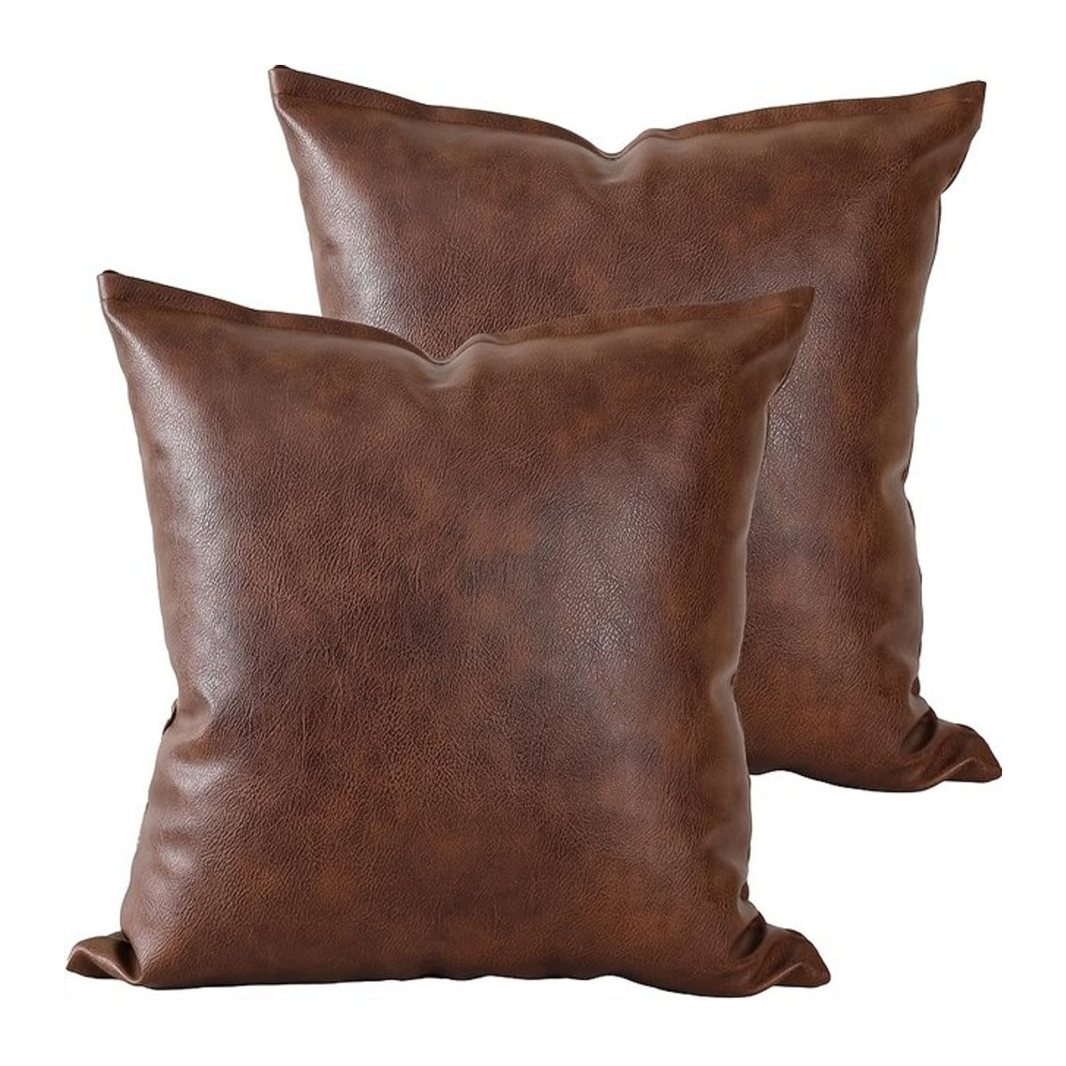 Dekorativer Kunstleder-Kissenbezug in Braun für Sofa und Bett im Boho- und Bauernhaus-Stil - Bild 1