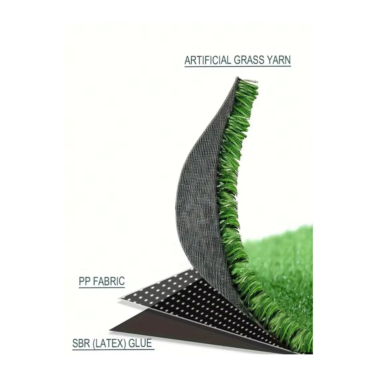 Dekorativer Kunstrasen Teppich in Grün für Garten, Rasen, Landschaft und Balkon - Bild 3