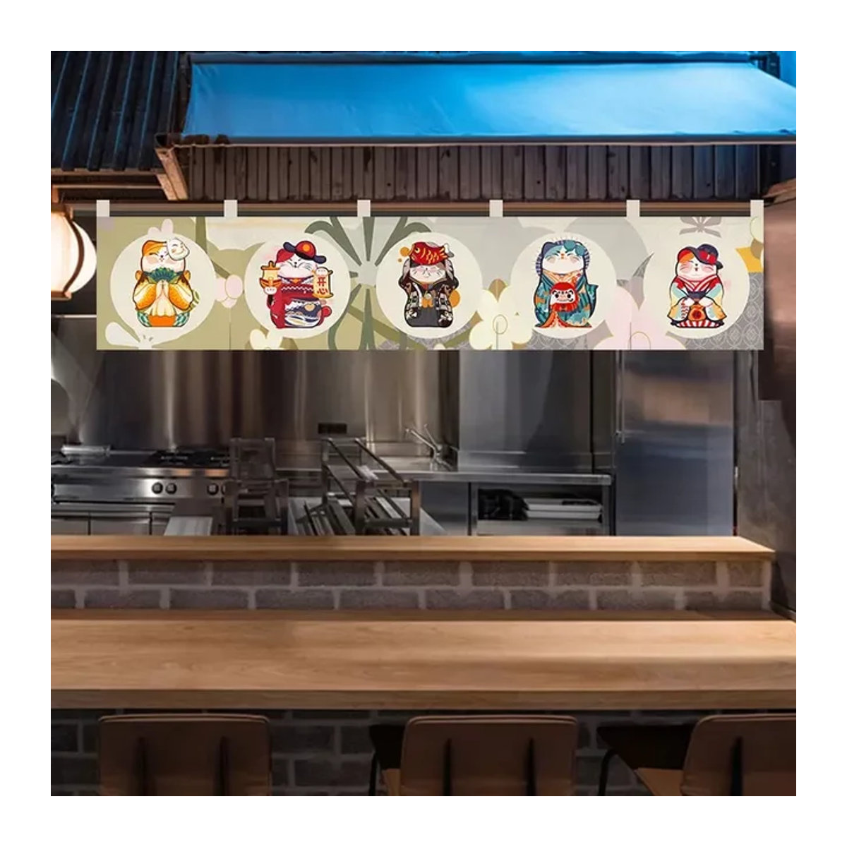 Dekorativer Kurzvorhang im japanischen Stil für Küche, Flur oder Restaurant - Bild 1