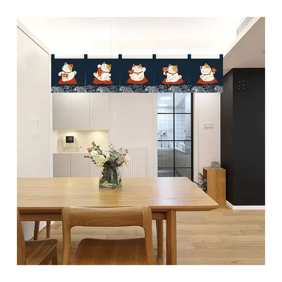 Dekorativer Kurzvorhang im japanischen Stil für Küche, Flur oder Restaurant - Bild 2