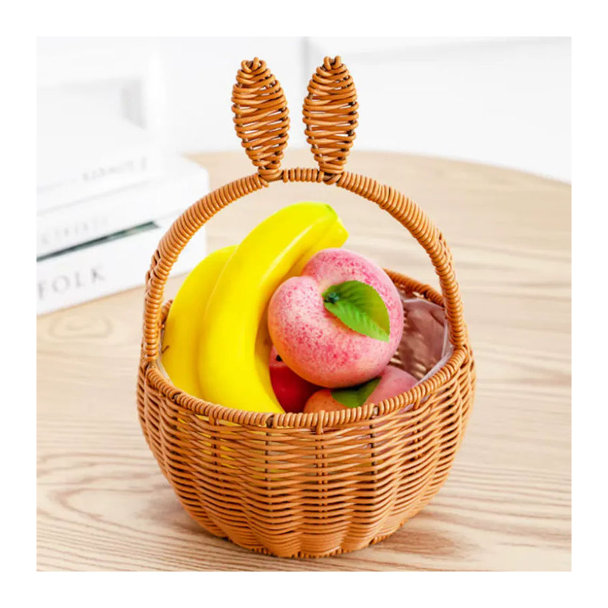 Dekorativer Osterkorb mit Hasenohren von WEEDDIE in Beige im Rattan-Stil für Kinder und Landhaus-Dekoration - Bild 2