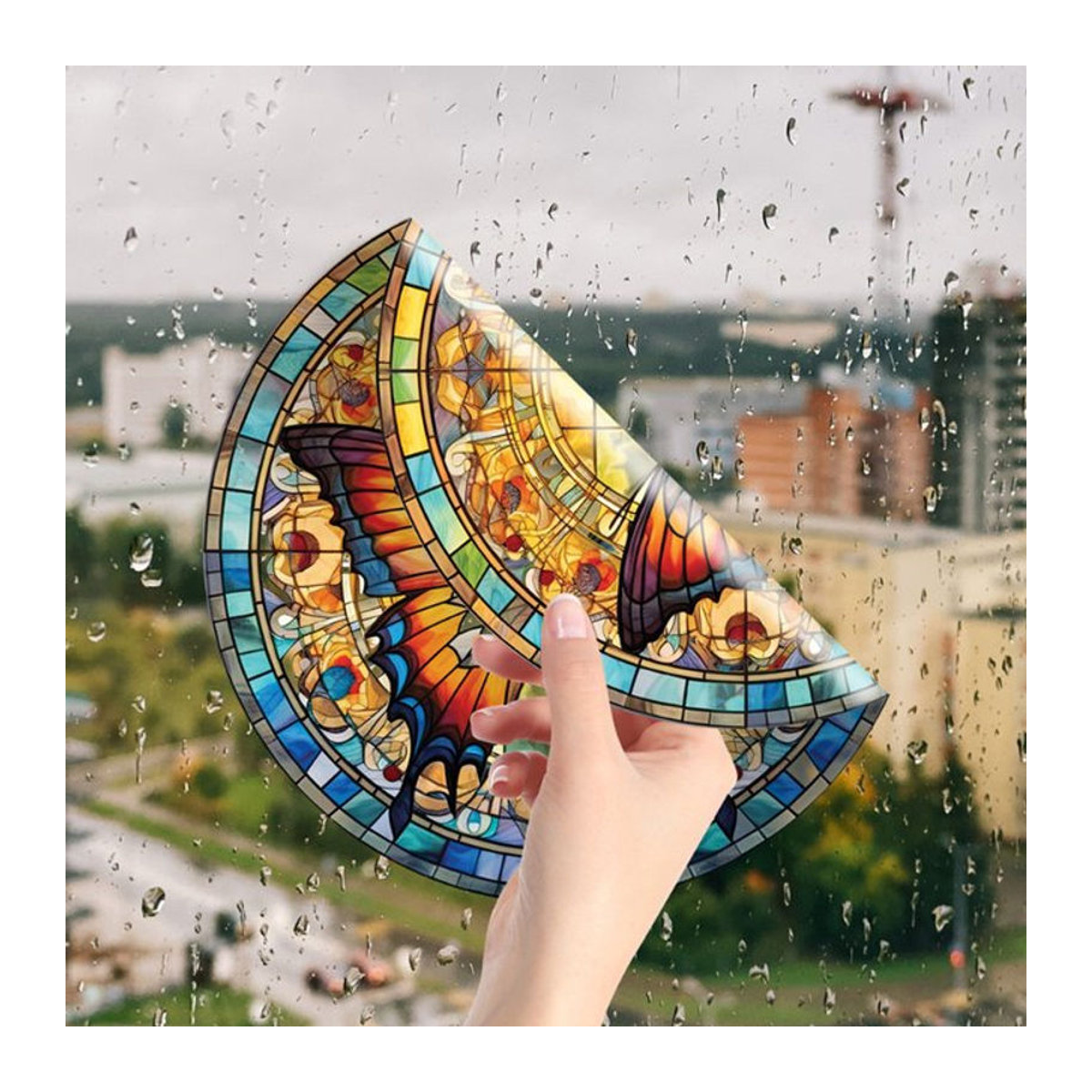 Dekorativer Schmetterling Fensteraufkleber im Vintage-Stil für Glas und Auto, mehrfarbig und selbstklebend durch elektrostatische Haftung - Bild 1