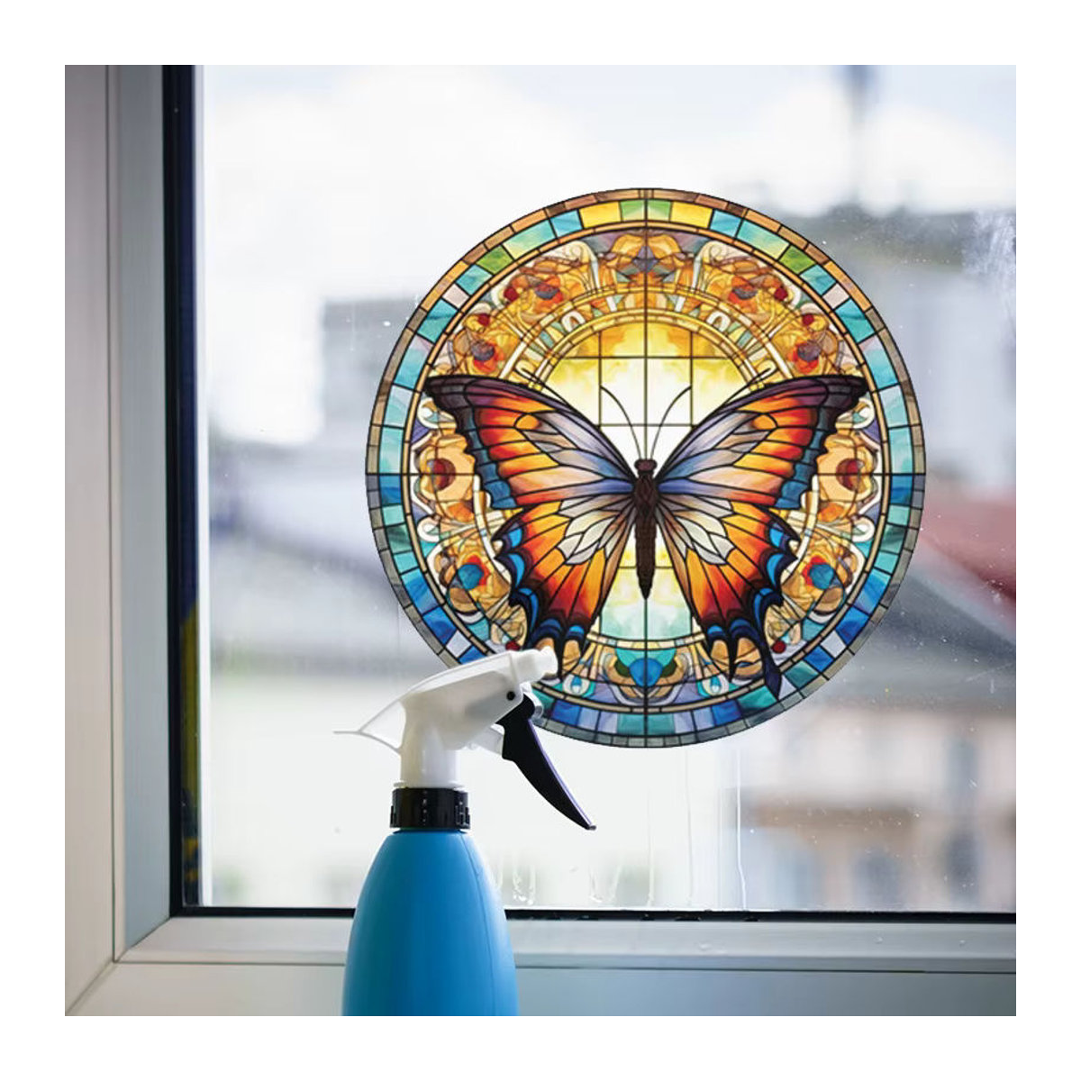 Dekorativer Schmetterling Fensteraufkleber im Vintage-Stil für Glas und Auto, mehrfarbig und selbstklebend durch elektrostatische Haftung - Bild 3