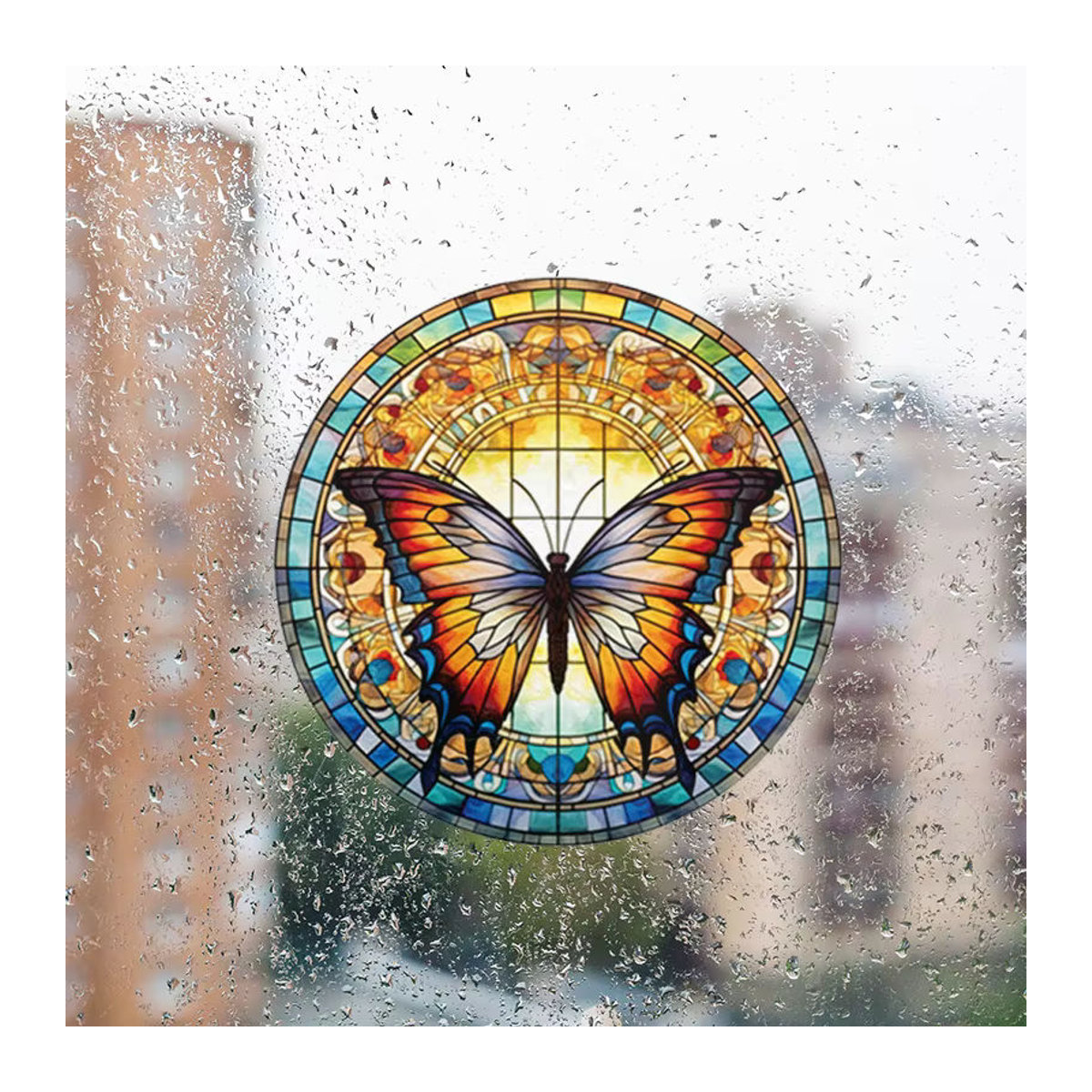 Dekorativer Schmetterling Fensteraufkleber im Vintage-Stil für Glas und Auto, mehrfarbig und selbstklebend durch elektrostatische Haftung - Bild 4