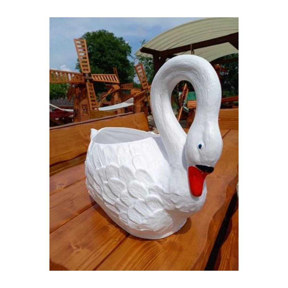 Dekorativer Schwan-Übertopf aus Kunststoff von Inna (Góraleks) in Weiß, Höhe: 42 cm - Bild 3