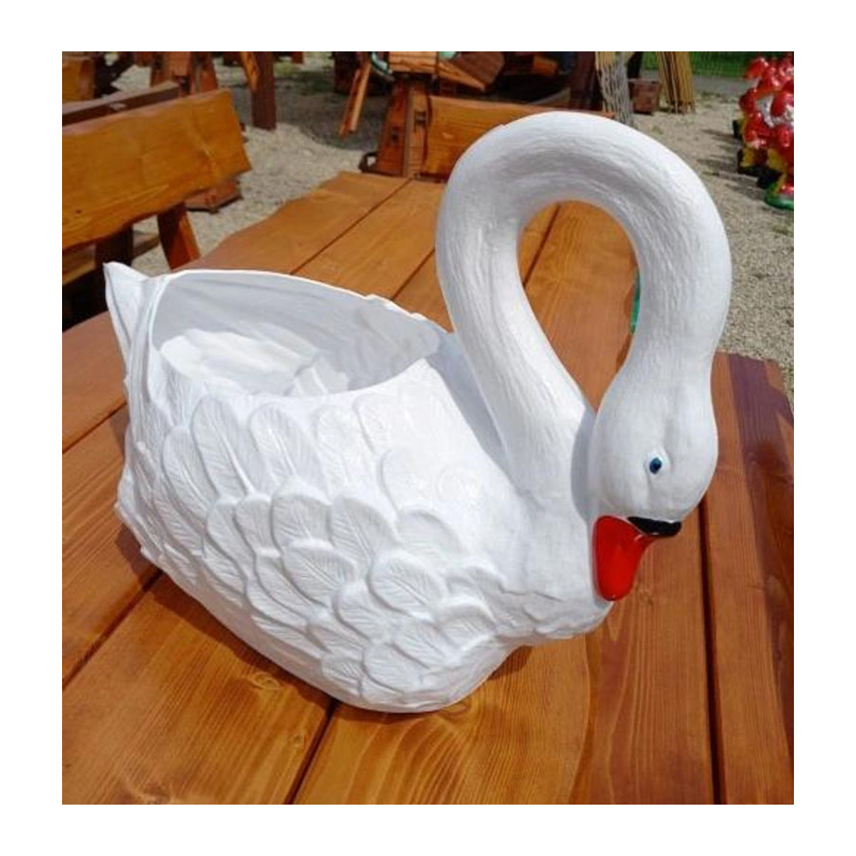 Dekorativer Schwan-Übertopf aus Kunststoff von Inna (Góraleks) in Weiß, Höhe: 42 cm - Bild 4