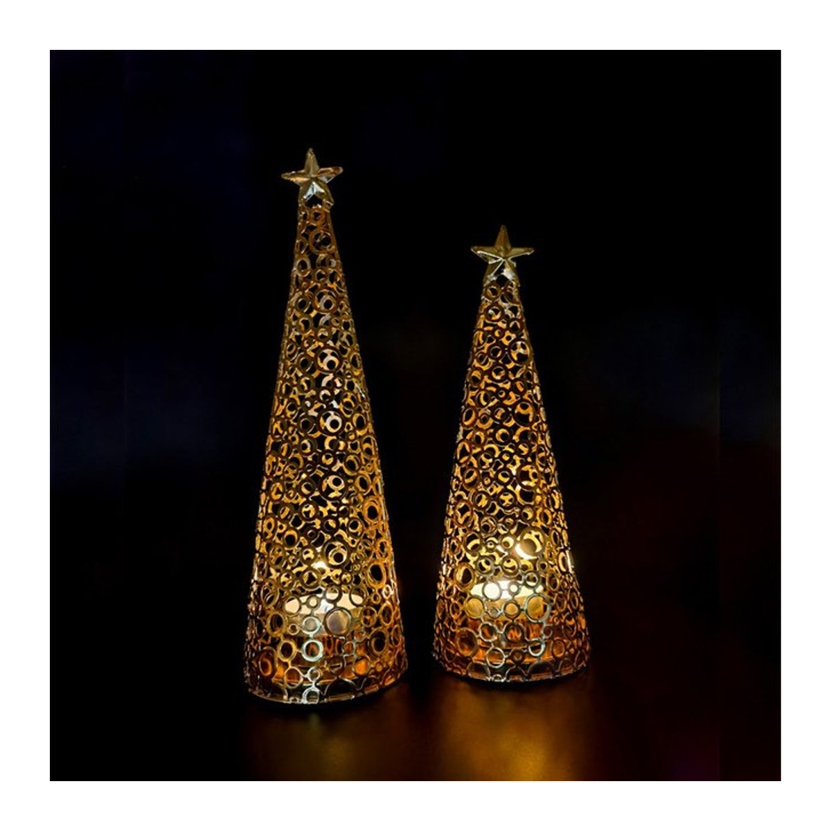 Dekorativer Teelicht-Kerzenhalter in Becherform im europäischen Stil, Gold und Beige, Metall für Weihnachten und Hochzeiten - Bild 1