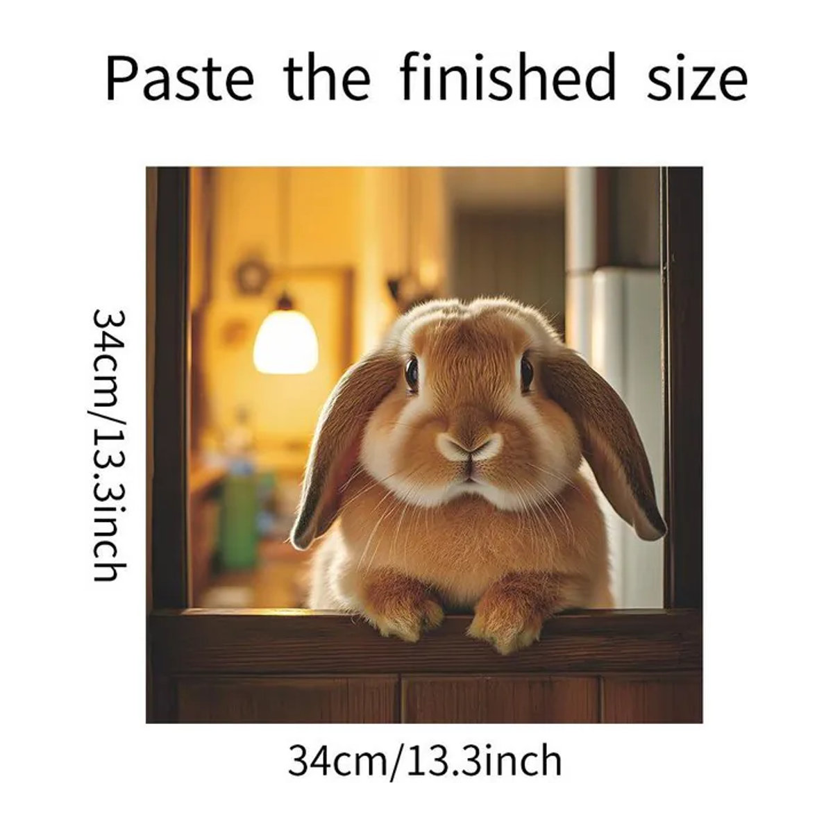 Dekorativer Wandaufkleber mit niedlichem Kaninchen-Motiv in Braun, Wandgestaltung für Küche und Zuhause, B/H: 34 x 34 cm - Bild 1