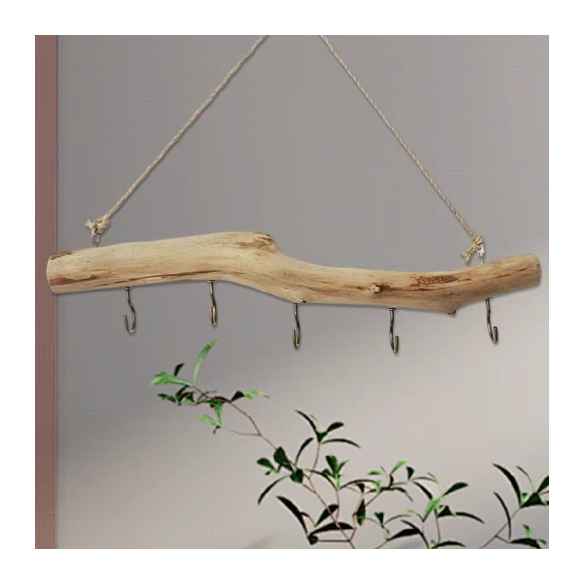 Dekorativer Wandbehang aus natürlichem Treibholz in Beige als Schmuck-Organizer im Landhausstil - Bild 3
