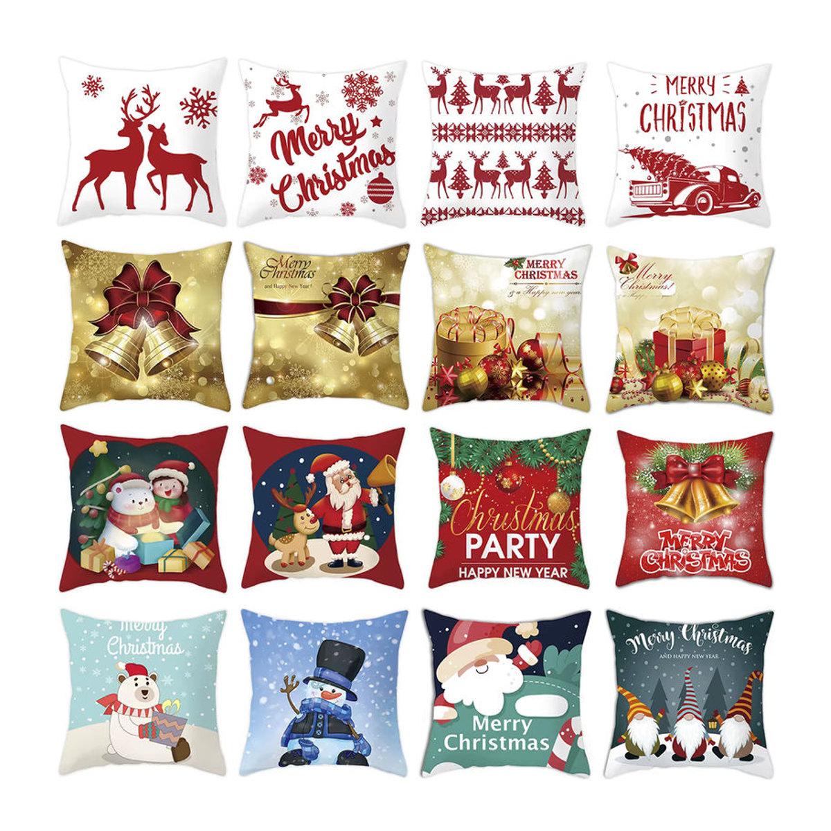 Dekorativer Weihnachts-Kissenbezug mit Schneemann und Santa Claus Ornamenten - Bild 2