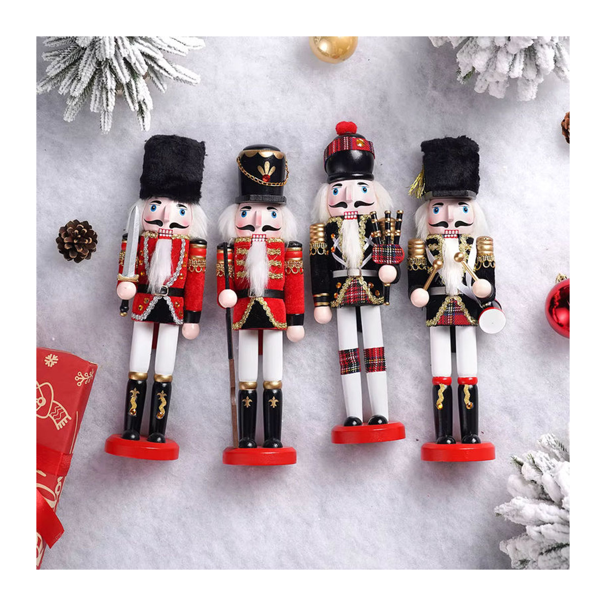 Dekorativer Weihnachts-Nussknacker aus massivem Holz und Textil, mehrfarbige Soldatenfigur, Höhe: 30 cm - Bild 5
