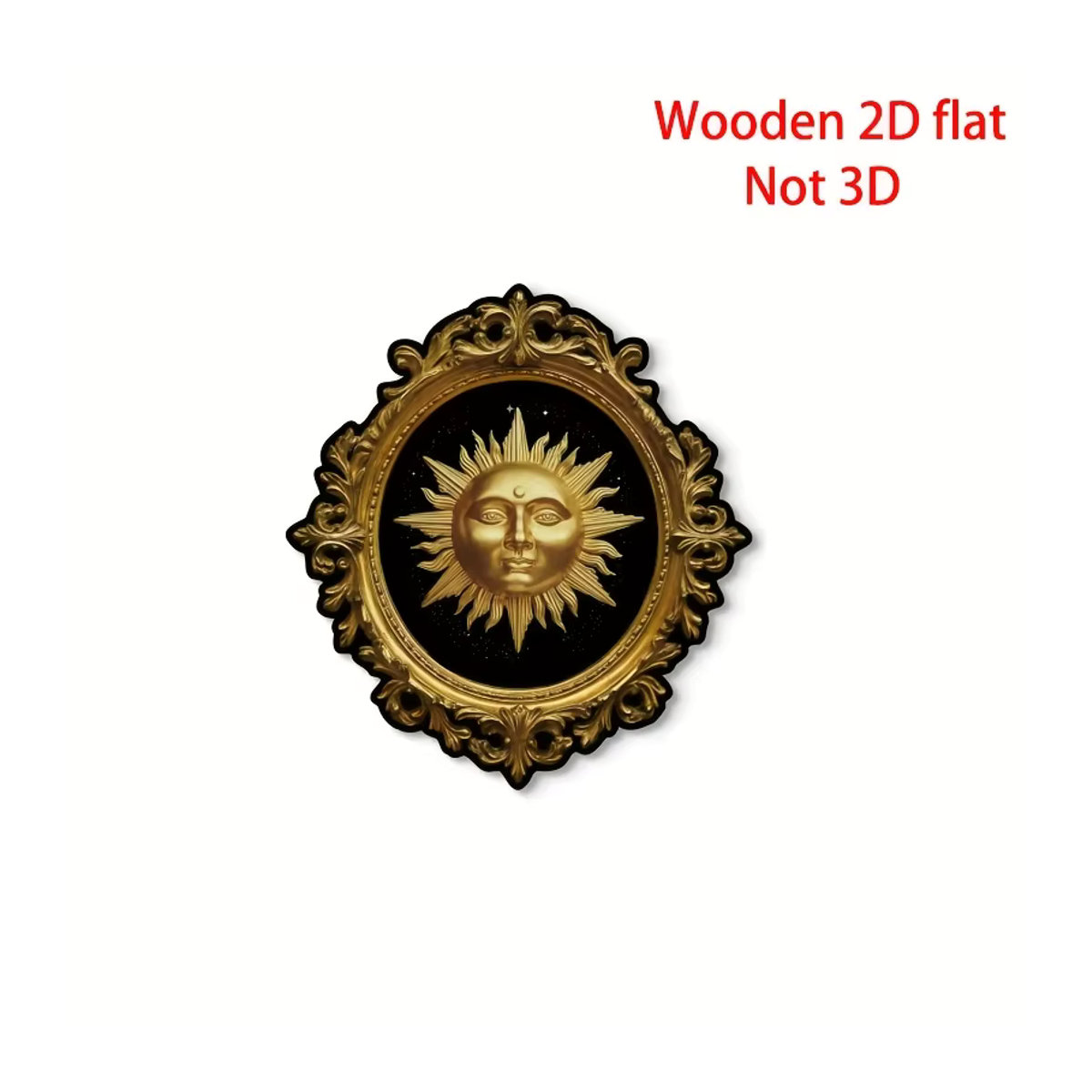 Dekoratives 2D Holz Wandbild Set mit Sonne und Mond in Gold, geometrisches Wandpaneel für Wohnraum, Café oder Bar, B: 77,42 cm x H: 30,48 cm x T: 27,94 cm - Bild 4