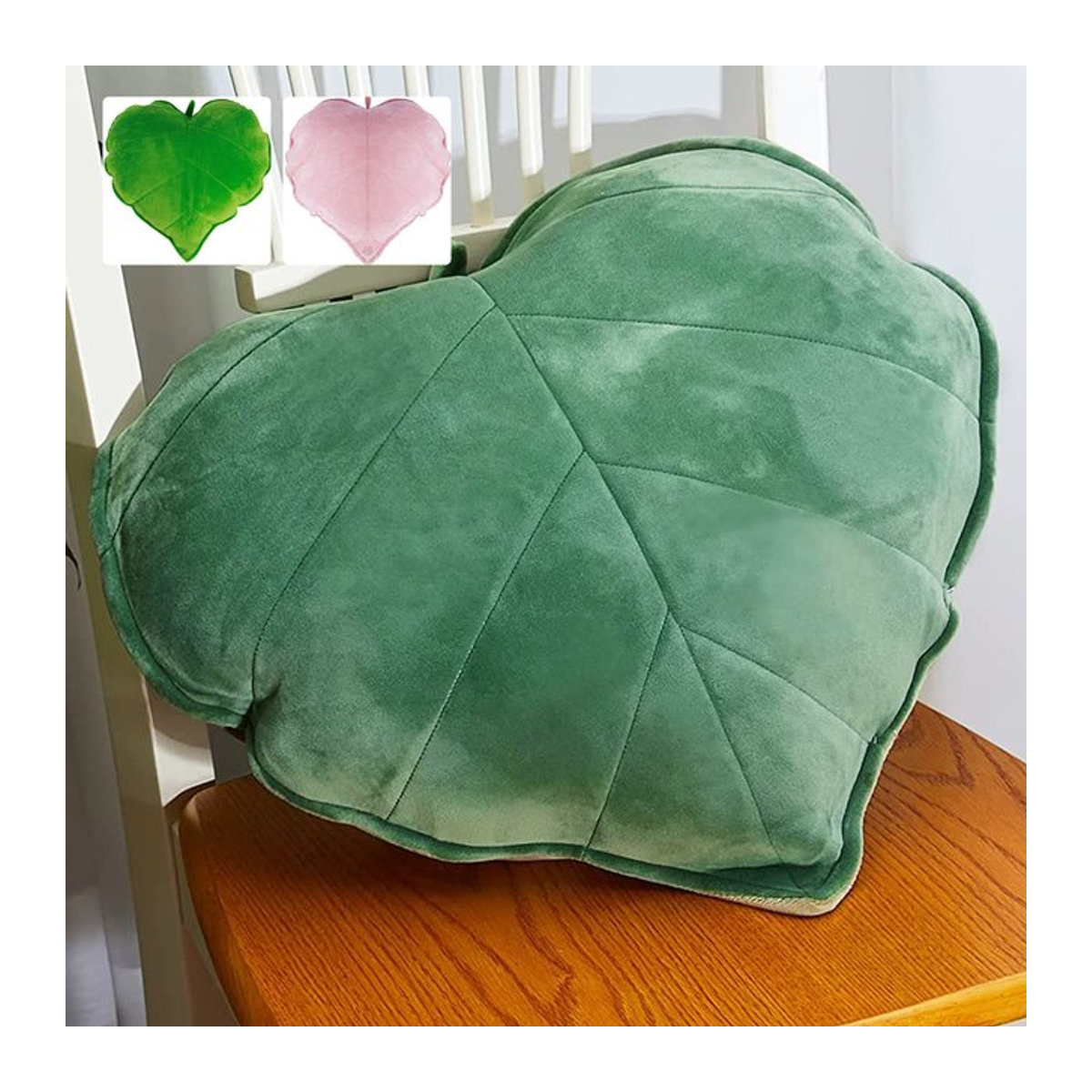 Dekoratives 3D-Blatt-Wurfkissen aus weichem Plüsch in Pflanzenform - Bild 1