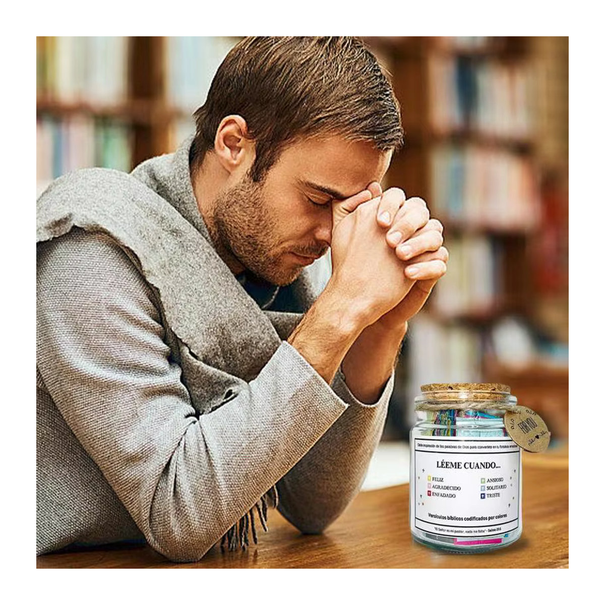 Dekoratives Bibelvers-Glas mit spanischer Schrift in Transparent für Gebet und Hoffnung - Bild 3